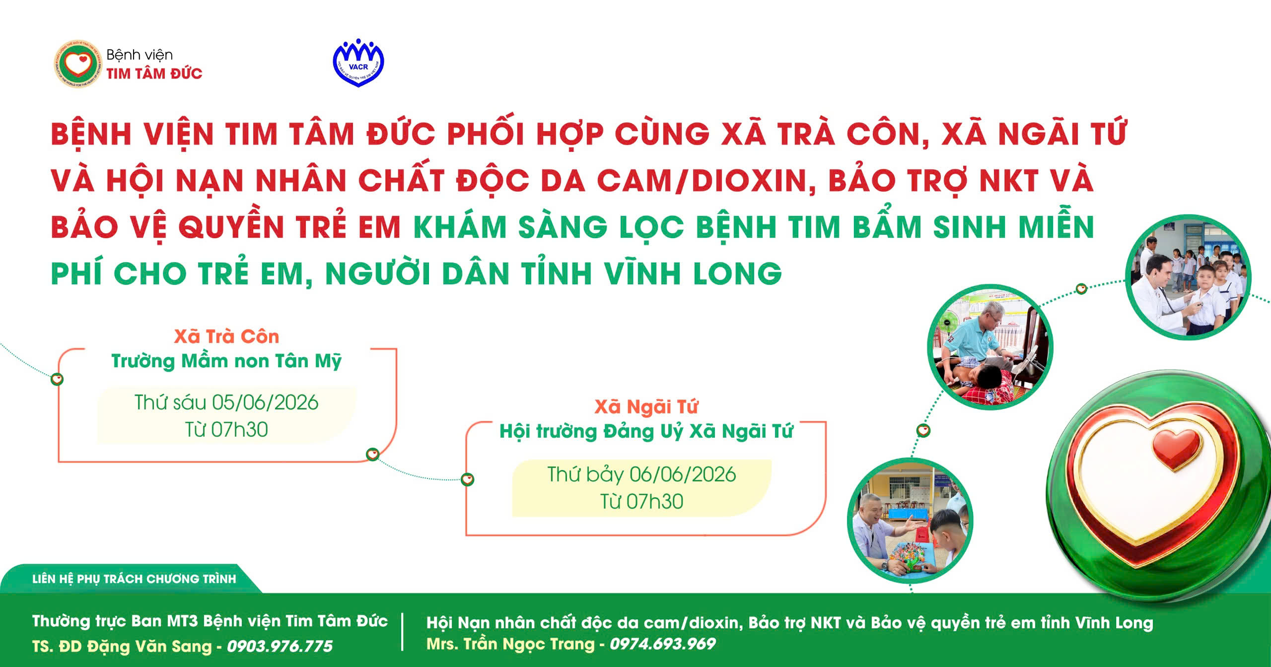 NGÃI TỨ: KHÁM SÀNG LỌC BỆNH TIM BẨM SINH MIỄN PHÍ CHO TRẺ EM, NGƯỜI DÂN TỈNH VĨNH LONG